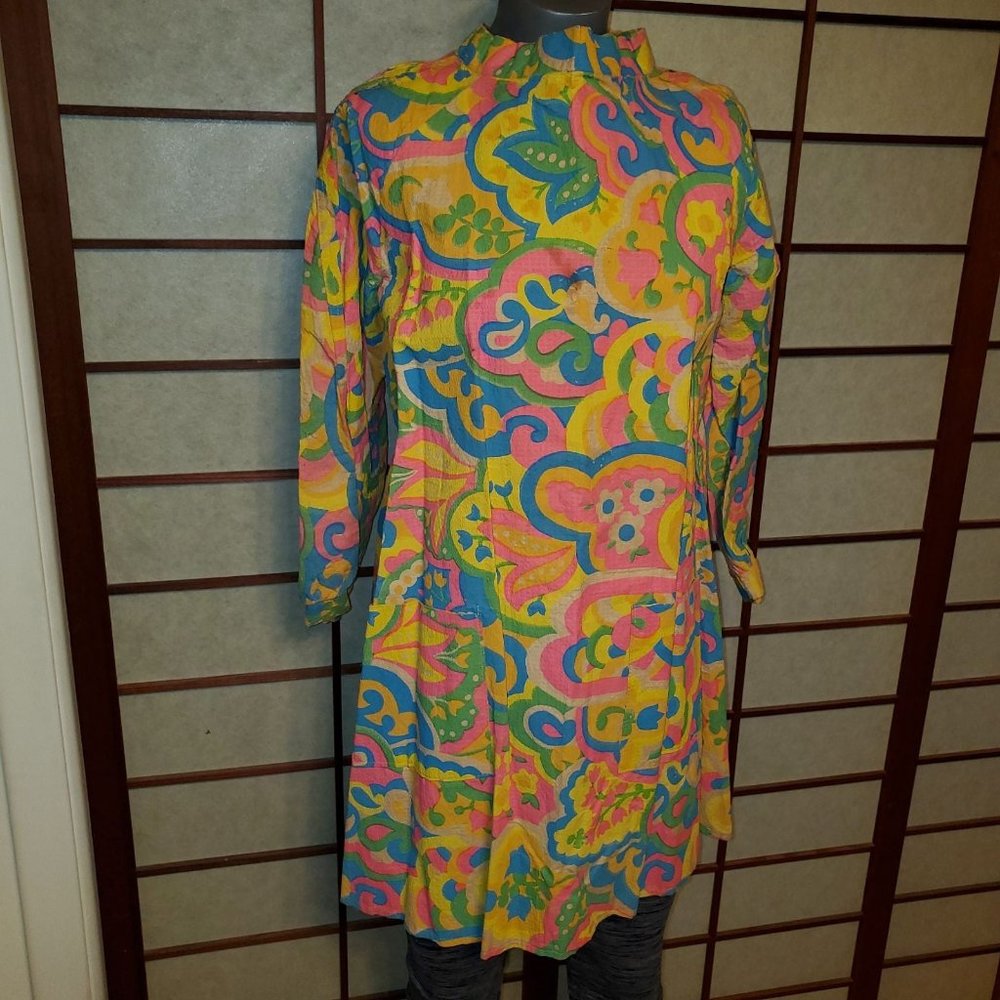 Wippette Vintage 1960s Retro Psychedelic Paper Shift Dress S